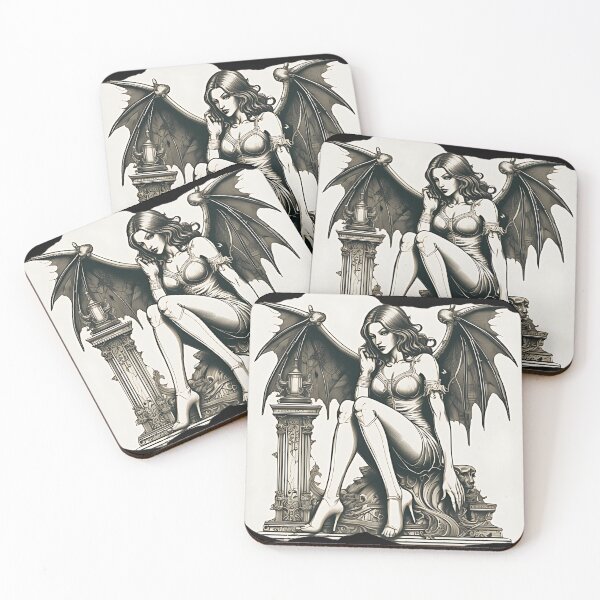 Item preview, Gothic Succubus Demon Patch, Dark Fantasy Vampire Woman Engraving designed and sold by DarkOriginArts.