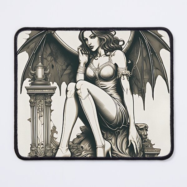 Item preview, Gothic Succubus Demon Patch, Dark Fantasy Vampire Woman Engraving designed and sold by DarkOriginArts.