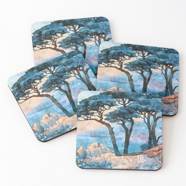 Item preview, Monterey Cypress Trees Coastal Watercolor designed and sold by Janine Aykens.