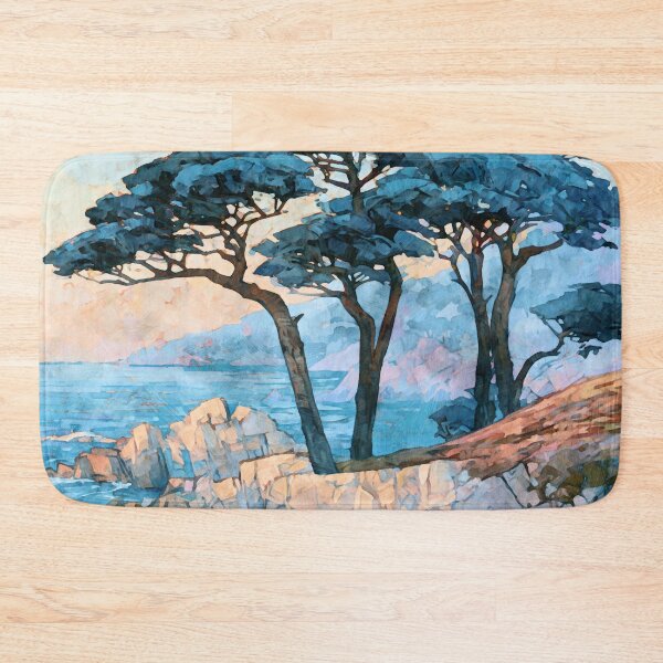 Item preview, Monterey Cypress Trees Coastal Watercolor designed and sold by Janine Aykens.