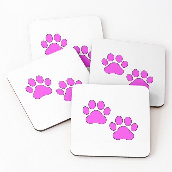 Item preview, V4 Hot Pink Cat Paw Prints Bright Filled Line Art designed and sold by CraftMuse19.