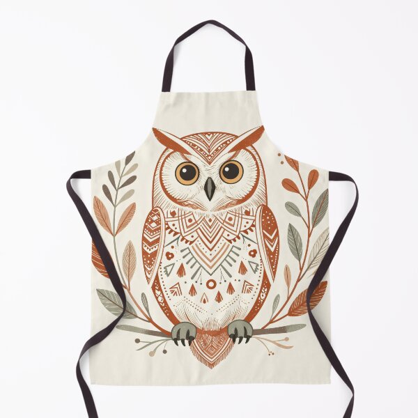 Artikelvorschau, Boho Owl Folk Art Illustration Terracotta Botanical entworfen und verkauft von Fariks.