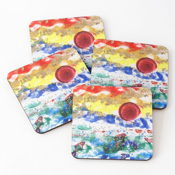 Item preview, Red Fish Abstract Warm Red Sunset Ocean Rainbow Aesthetic designed and sold by Cass Harker Studio.
