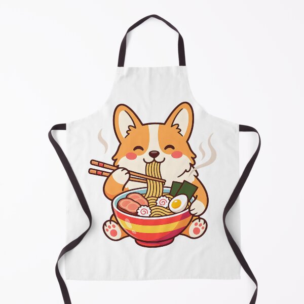 Item preview, Kawaii Corgi Eating Ramen Noodle Bowl - Cute Anime Dog designed and sold by BlueCoyoteDigital.