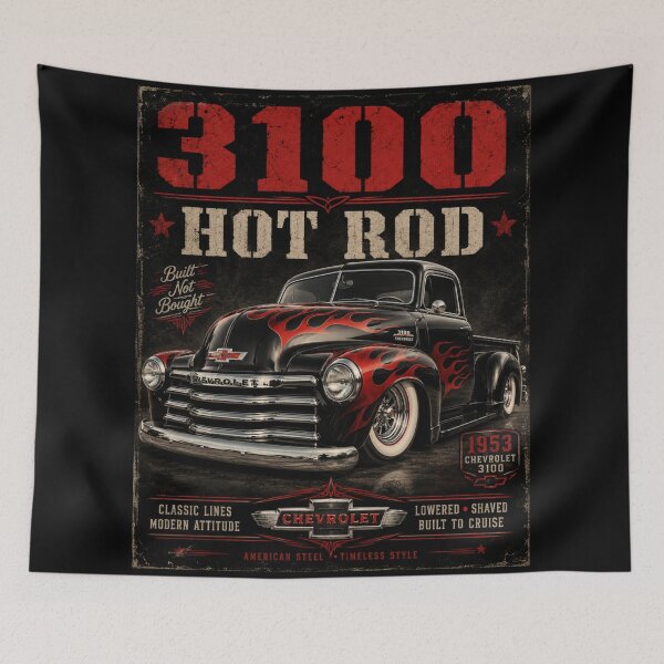 Item preview, 1953 Chevrolet 3100 Hot Rod Custom Pickup Truck Flames Vintage Art designed and sold by TheArtOfCar.