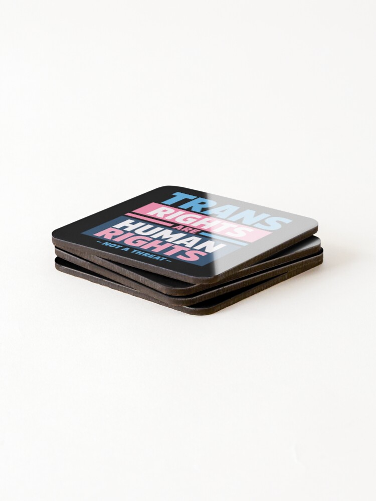 Thumbnail 4 of 5, Coasters (Set of 4), Trans Rights Are Human Rights Protest Typography designed and sold by Amico77.