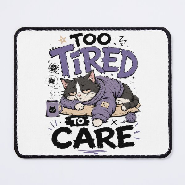 Item preview, Too Tired To Care Funny Sleepy Cat Streetwear designed and sold by Northline Creative.