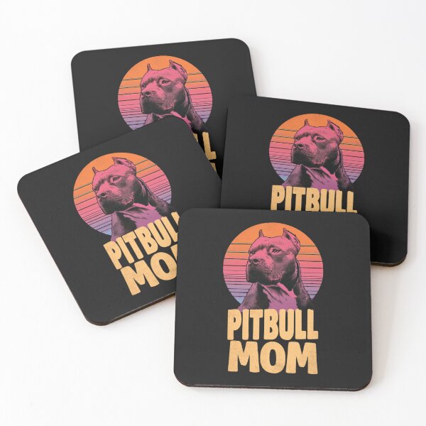 Item preview, Pitbull Mom Retro Synthwave Sunset - Distressed Vintage 80s Style Dog Art designed and sold by My Pitbull Place.
