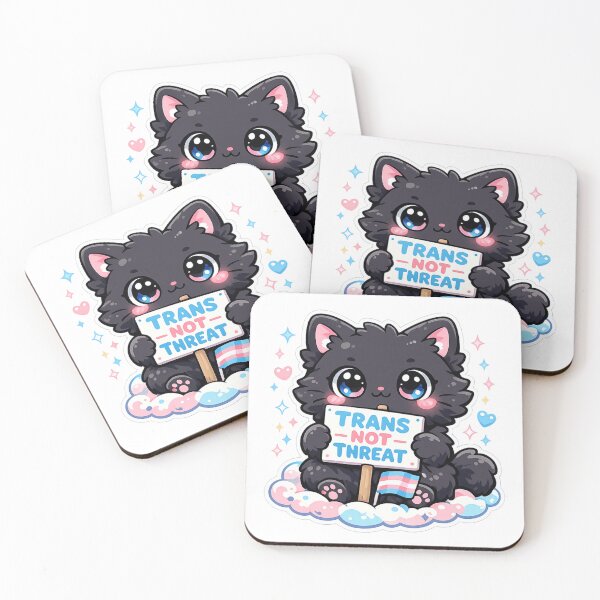 Item preview, Kawaii Black Cat Trans Not Threat Protest designed and sold by AMICO77.