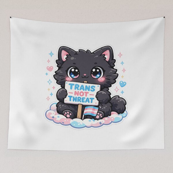 Item preview, Kawaii Black Cat Trans Not Threat Protest designed and sold by AMICO77.