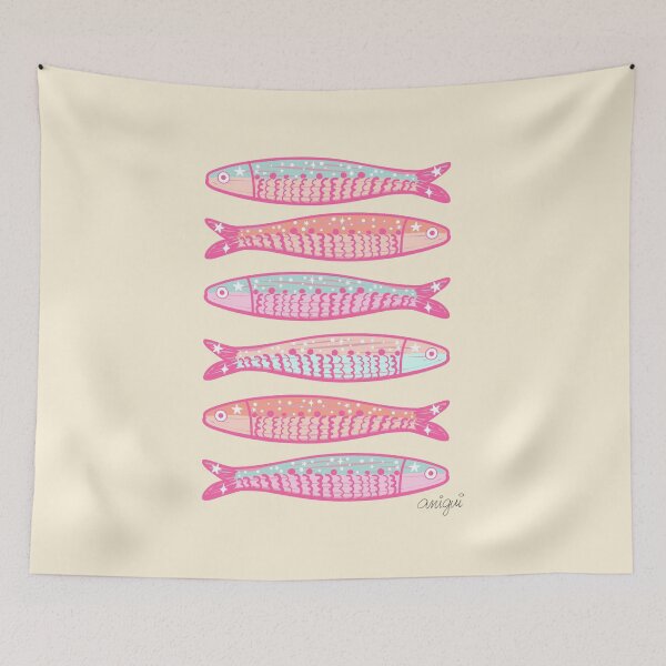 Item preview, Pink Sardines Coastal Illustration designed and sold by anigui.