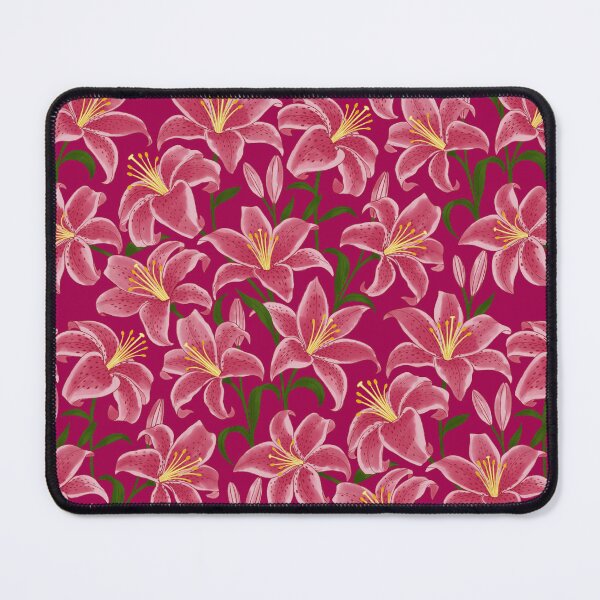 Item preview, Luxurious Soft Pink Stargazer Lily Floral Vivid Petals On Maroon Red designed and sold by DropRomance.