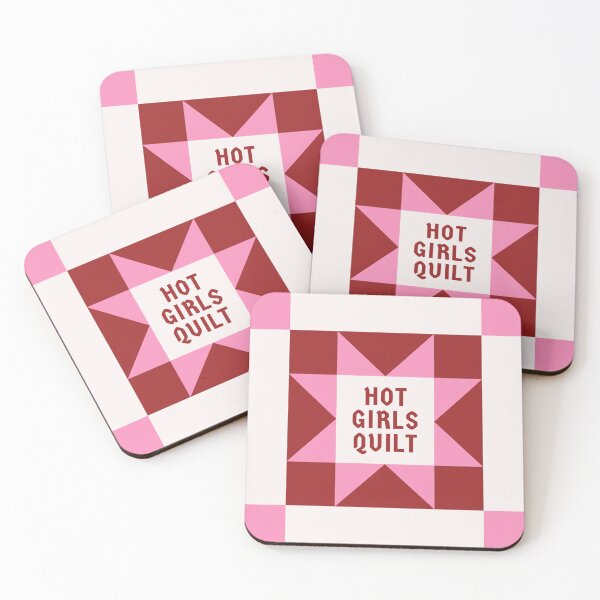 Item preview, hot girls quilt | pink, red, aesthetic, vintage, sawtooth star designed and sold by lex huff art.