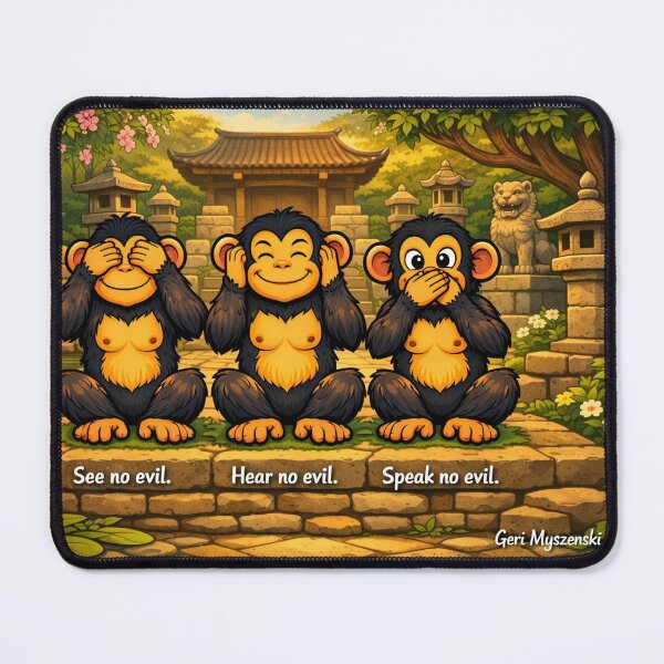 Item preview, The three wise monkeys—Mizaru, Kikazaru, and Iwazaru see no evil, hear no evil, speak no evil," designed and sold by The Art Queen Of Michigan .