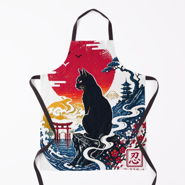 Item preview, Shinobi Neko Retro Japanese Pixel Art Cat designed and sold by RairyuuBell.