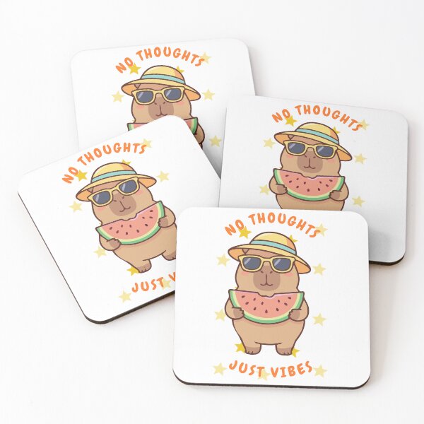 Item preview, No Thoughts Just Vibes Cute Summer Capybara designed and sold by ArcheVectors.