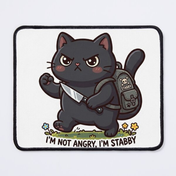 Item preview, Funny Stabby Cat Im Not Angry Im Stabby Cute Black Cat Meme designed and sold by JeevanStickers.