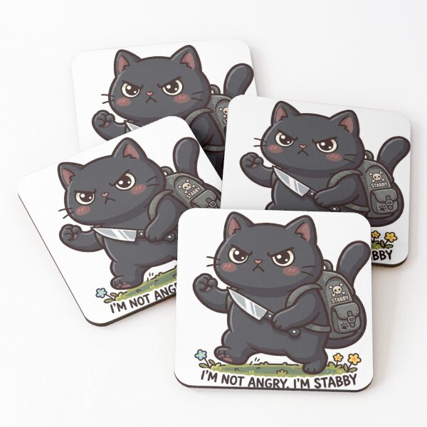 Item preview, Funny Stabby Cat Im Not Angry Im Stabby Cute Black Cat Meme designed and sold by JeevanStickers.