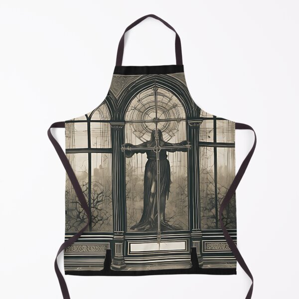 Item preview, Gothic Stained Glass Window Art, Dark Academia Nun Cross Engraving designed and sold by DarkOriginArts.
