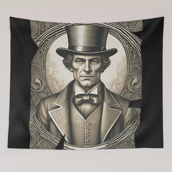 Item preview, Victorian Gentleman Top Hat Portrait, Steampunk Dark Academia Engraving designed and sold by DarkOriginArts.