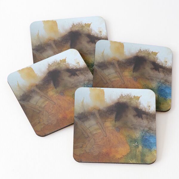 Item preview, Yellowstone Hydrothermal Pool #5 closeup watercolor and ink painting designed and sold by ChillonLeachArt.