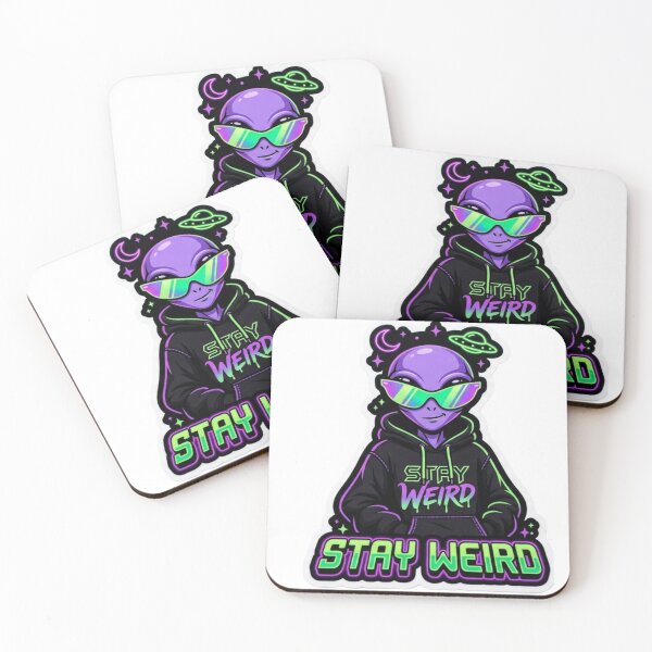 Item preview, Stay Weird Alien Wearing Sunglasses Cool Neon Sci Fi Aesthetic designed and sold by JeevanStickers.
