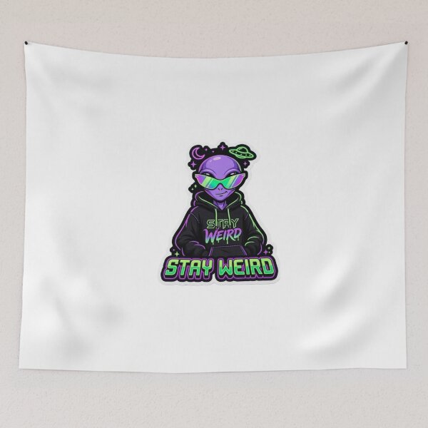 Item preview, Stay Weird Alien Wearing Sunglasses Cool Neon Sci Fi Aesthetic designed and sold by JeevanStickers.