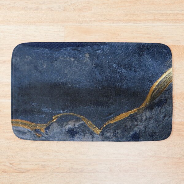 Item preview, Journey Path textile painting in metallic blues and gold with volcano ash designed and sold by ChillonLeachArt.