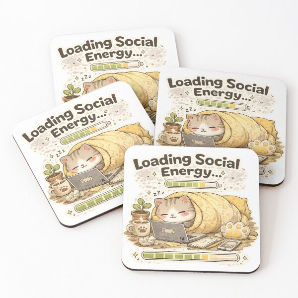 Item preview, Socially Recharging Cat – Loading Social Energy | Cozy Introvert Cat designed and sold by Clothes With Smiling Animals Walt Gral.