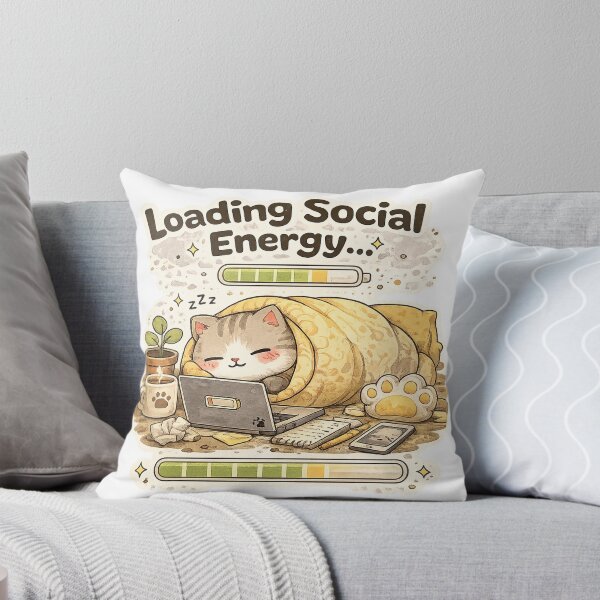 Item preview, Socially Recharging Cat – Loading Social Energy | Cozy Introvert Cat designed and sold by Clothes With Smiling Animals Walt Gral.
