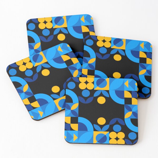 Item preview, Blue and Gold Bauhaus Geometry  designed and sold by Khadigadesings.