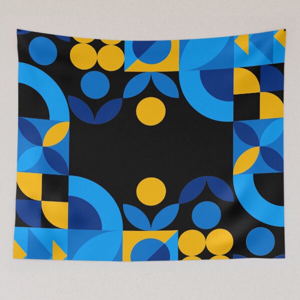 Artikelvorschau, Blaue und goldene Bauhaus-Geometrie entworfen und verkauft von Khadigadesings.