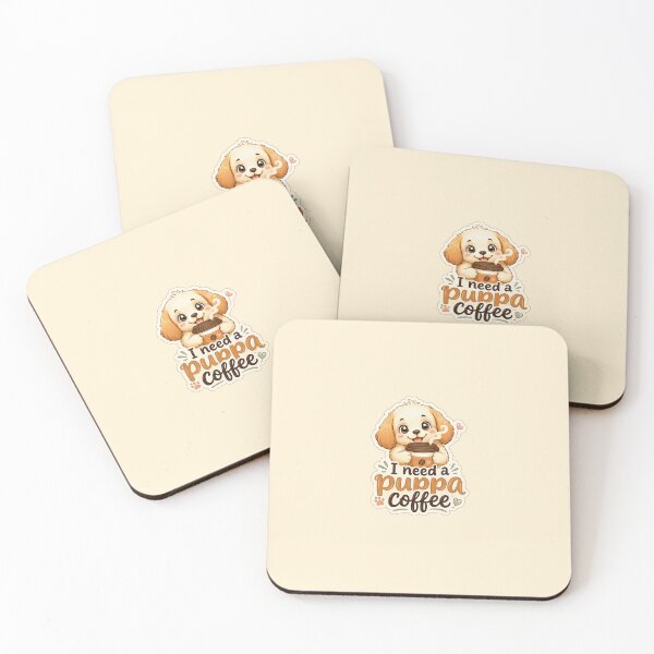 Item preview, I Need a Puppa Coffee Cute Puppy Coffee Lover Sticker designed and sold by miubiyori.