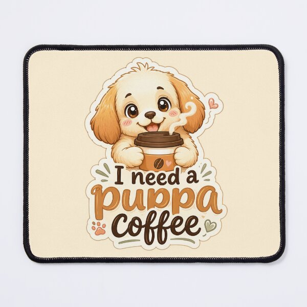 Item preview, I Need a Puppa Coffee Cute Puppy Coffee Lover Sticker designed and sold by miubiyori.