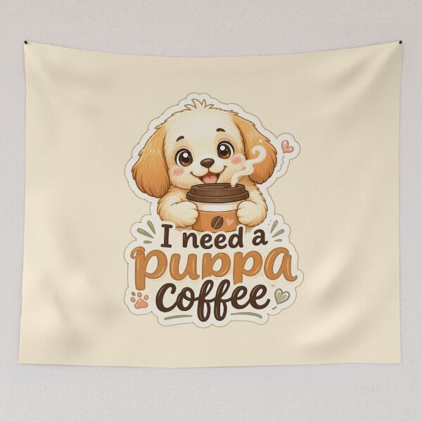 Item preview, I Need a Puppa Coffee Cute Puppy Coffee Lover Sticker designed and sold by miubiyori.
