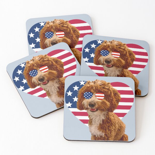 Item preview, Patriotic Pup - Leo Dog with flag sunglasses & heart designed and sold by Doodles Down South.