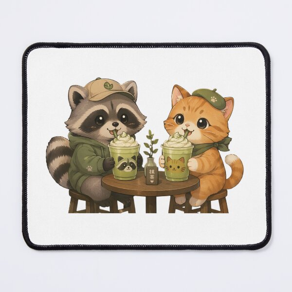 Item preview, Matcha Cat & Raccoon Café T-Shirt | Matcha Kawaii designed and sold by Ashley critters.