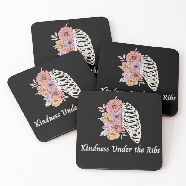 Item preview, Kindness Under the Ribs - Aesthetic Floral Skeleton Art designed and sold by thazinart.