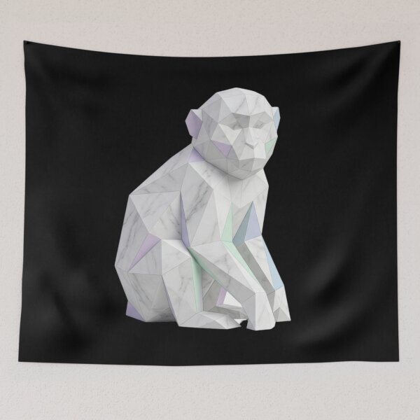 Item preview, Marbled Monkey Sculpture – Elegant Polygonal Art for Interior Decoration designed and sold by bsbd-action.