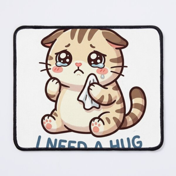 Item preview, Cute Crying Cat I Need A Hug Sad Kitten Meme designed and sold by JeevanStickers.
