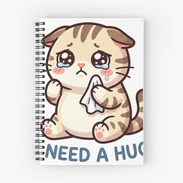 Item preview, Cute Crying Cat I Need A Hug Sad Kitten Meme designed and sold by JeevanStickers.