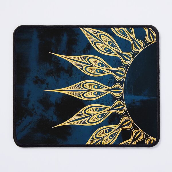Item preview, Golden Tribal Sun Mandala on Deep Blue Abstract Background designed and sold by Exodoi.