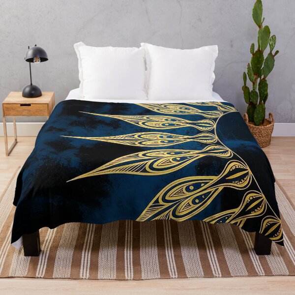 Item preview, Golden Tribal Sun Mandala on Deep Blue Abstract Background designed and sold by Exodoi.