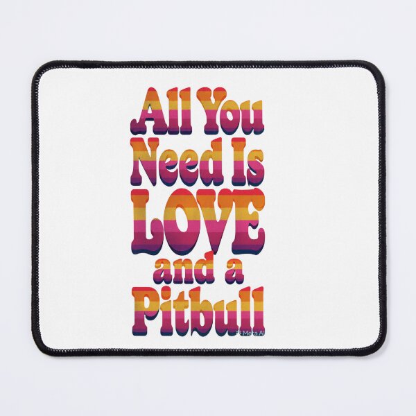 Item preview, All You Need Is Love and a Pitbull - Retro 70s Sunset Striped Bubble Lettering designed and sold by My Pitbull Place.