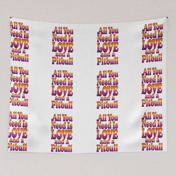 Item preview, All You Need Is Love and a Pitbull - Retro 70s Sunset Striped Bubble Lettering designed and sold by My Pitbull Place.