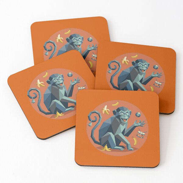Item preview, Cheerful Juggling Monkey – Low Poly Circus Illustration for Kids and Enthusiasts designed and sold by bsbd-action.