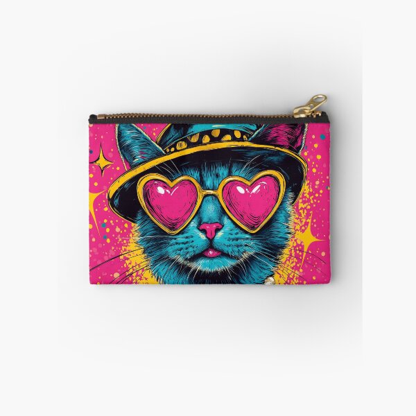 Item preview, Funny Cat Pop Art Portrait, Heart Glasses Retro Hat Colorful Illustration designed and sold by daila70.