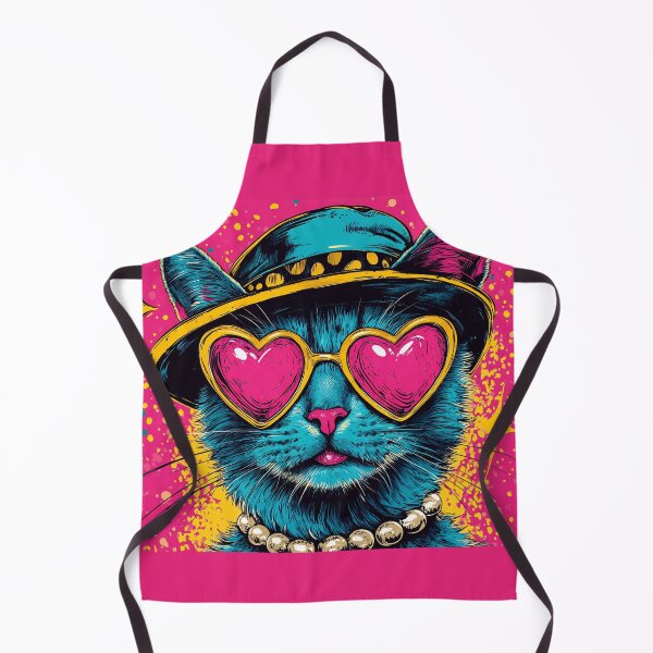 Item preview, Funny Cat Pop Art Portrait, Heart Glasses Retro Hat Colorful Illustration designed and sold by daila70.