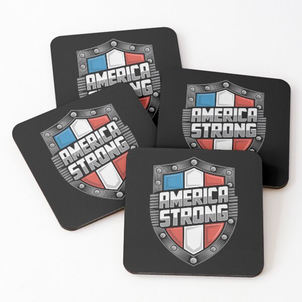 Item preview, America Strong Chrome Shield Emblem Patriotic designed and sold by OldGloryForge.
