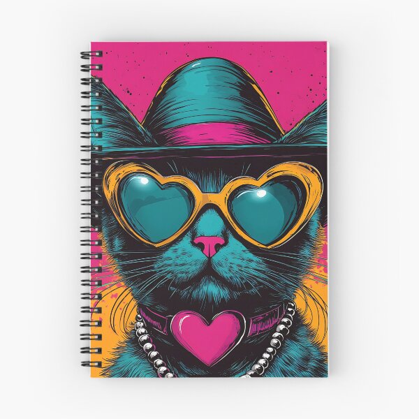 Item preview, Kitschy Cat Pop Art, Heart Sunglasses Retro Hat Pearl Necklace Print designed and sold by daila70.